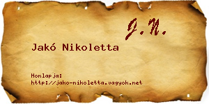 Jakó Nikoletta névjegykártya